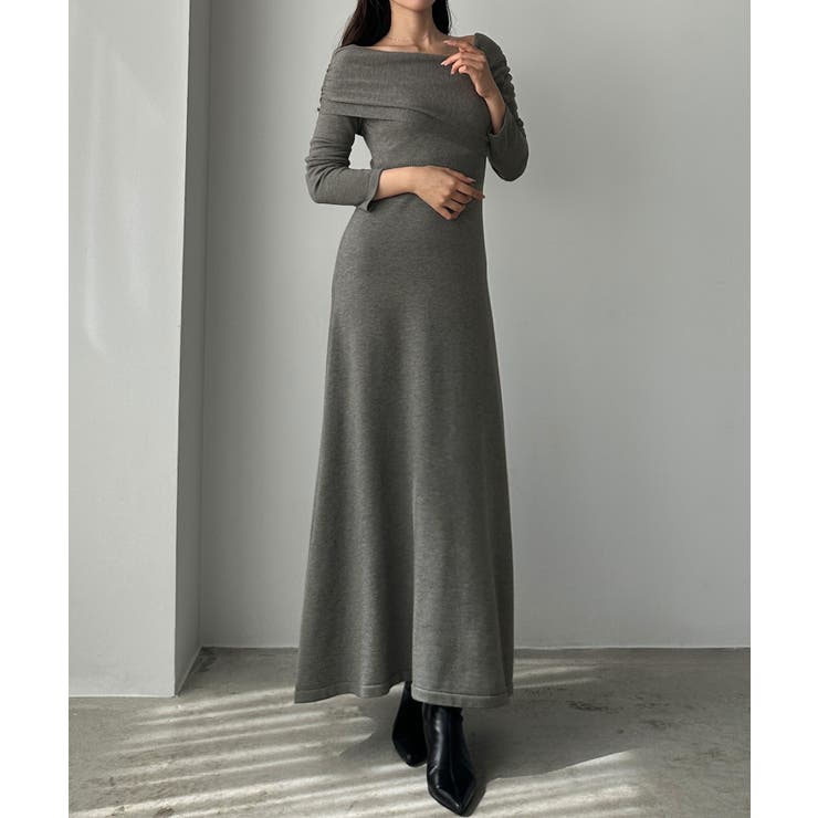 Louere アシメネックフレアニットワンピース | Louere | 詳細画像6 