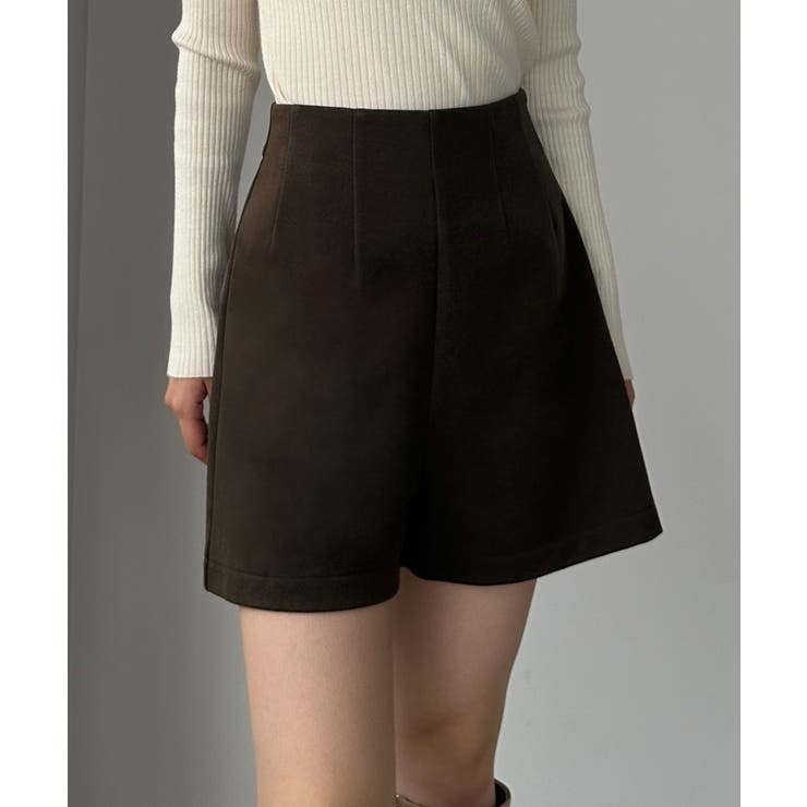 ダークブラウン | Louere ウールライクハイウエストショートパンツ | Louere