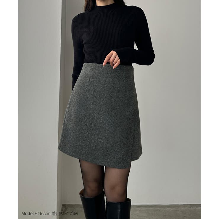 Louere メルトンラップ風ミニスカート(インパン付き) | Louere | 詳細画像2