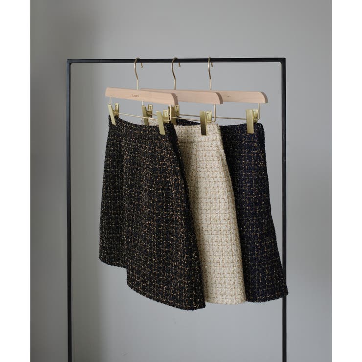 Louere ラメファンシーツイードミニスカート(インパン付き、ウール混) | Louere | 詳細画像19