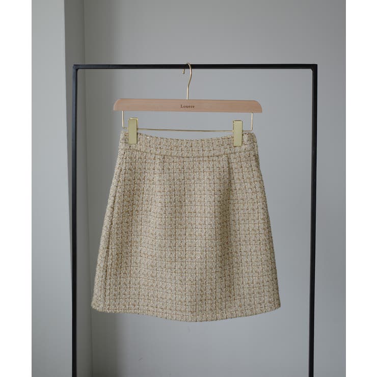 Louere ラメファンシーツイードミニスカート(インパン付き、ウール混) | Louere | 詳細画像20