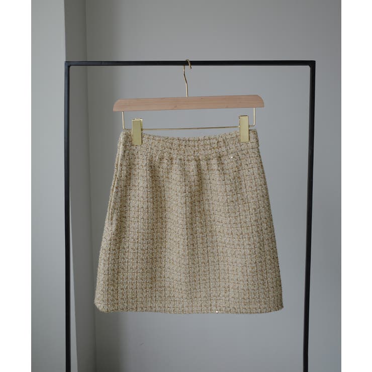 Louere ラメファンシーツイードミニスカート(インパン付き、ウール混) | Louere | 詳細画像21