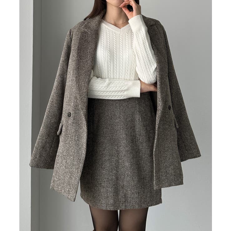 Louere ヘリンボーンテーラードジャケット＋ミニスカートSET | Louere | 詳細画像18 