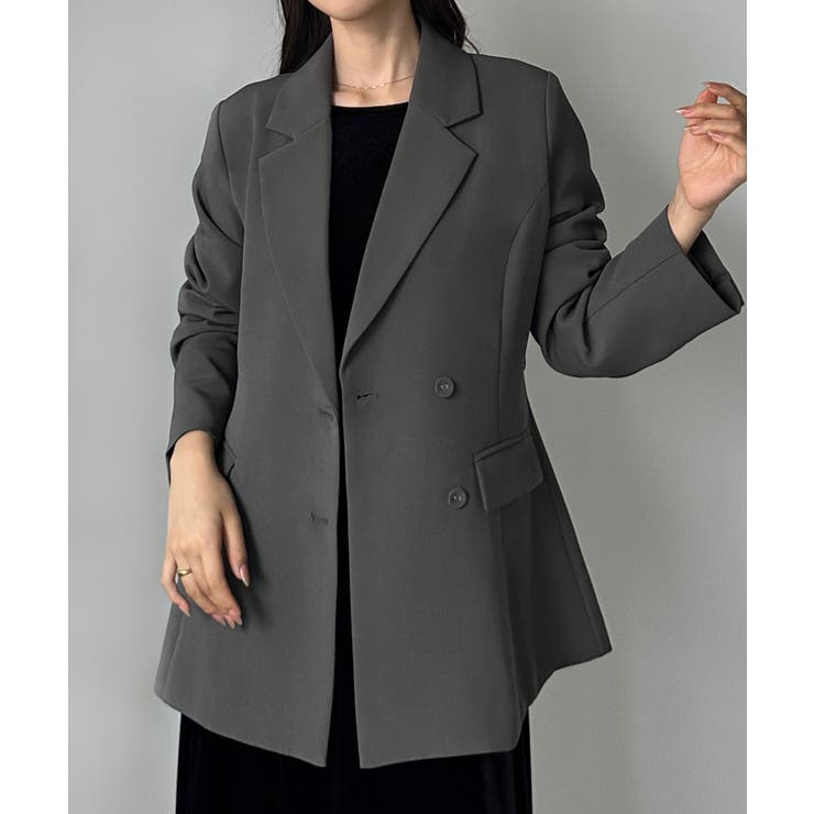 ダークグレー | Louere ベルト付きウエストシェイプジャケット | Louere