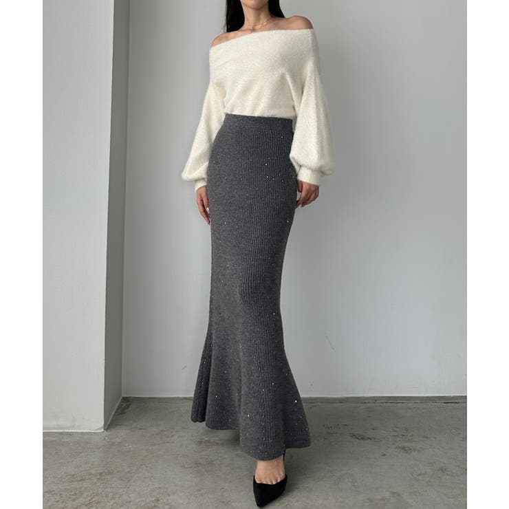 Louere スパンコールマーメイドニットスカート | Louere | 詳細画像6 