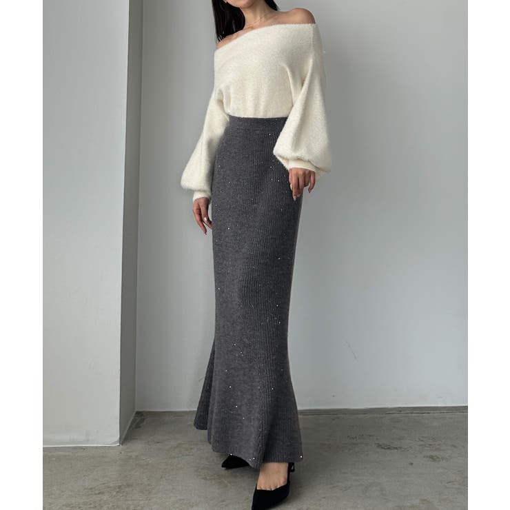 Louere スパンコールマーメイドニットスカート | Louere | 詳細画像8 