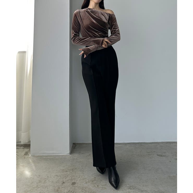 Louere ワンショルドレープベロアトップス | Louere | 詳細画像14 