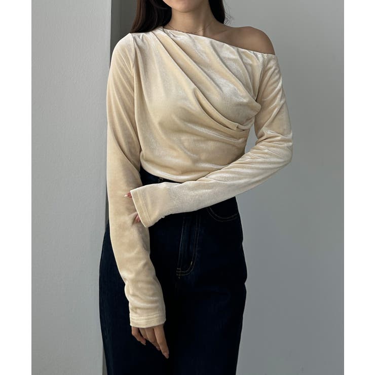 Louere ワンショルドレープベロアトップス | Louere | 詳細画像6 