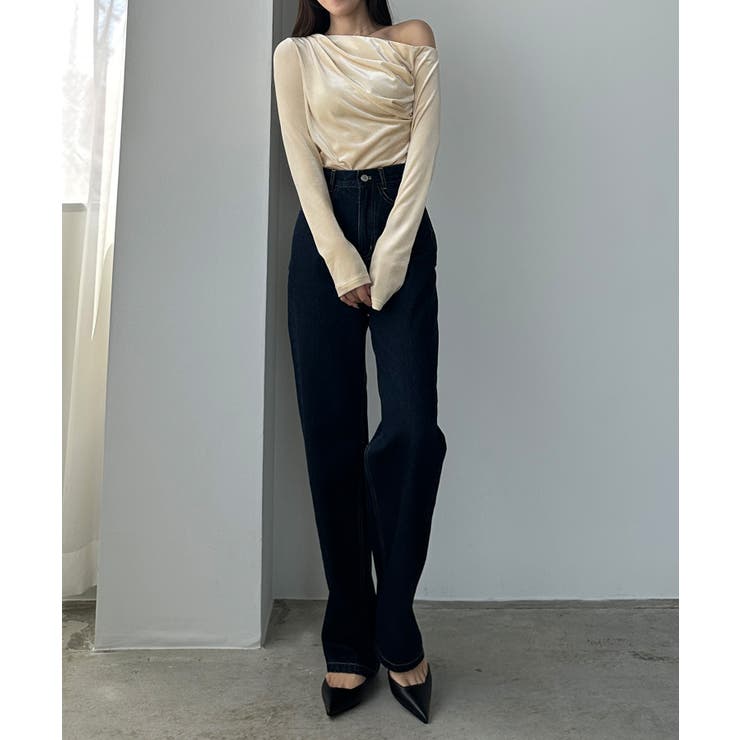 Louere ワンショルドレープベロアトップス | Louere | 詳細画像9 