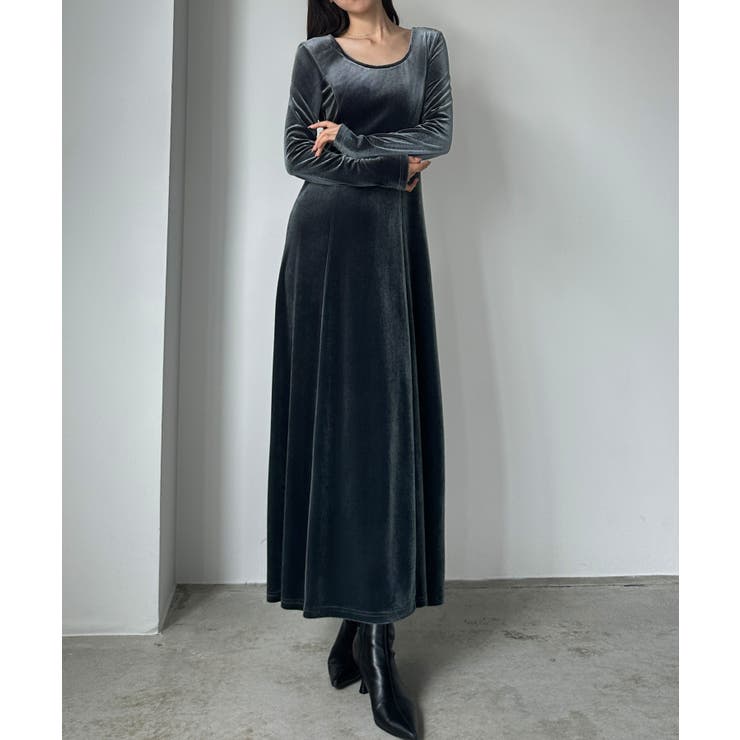 Louere 前後2wayベロアセミフレアワンピース(薄手、裏地無し) | Louere | 詳細画像16