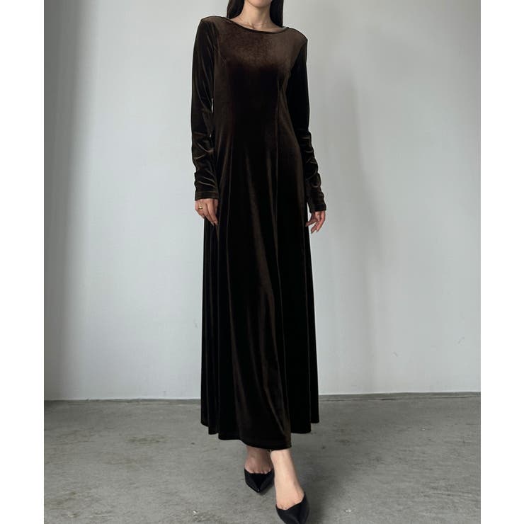 Louere 前後2wayベロアセミフレアワンピース(薄手、裏地無し) | Louere | 詳細画像7