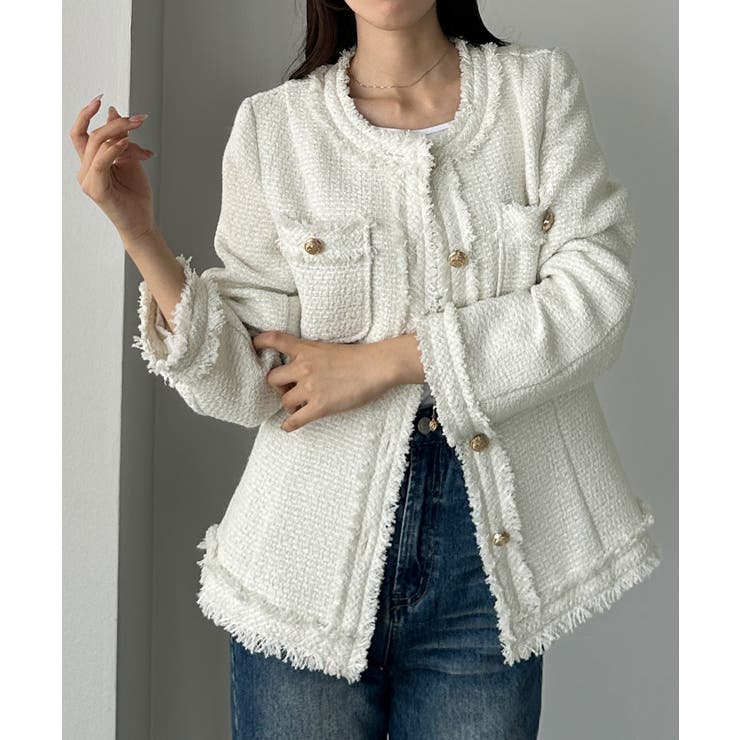 Louere ウエストシェイプラメツイードジャケット | Louere | 詳細画像7 