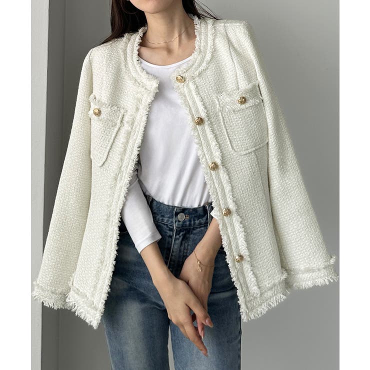 Louere ウエストシェイプラメツイードジャケット | Louere | 詳細画像8 