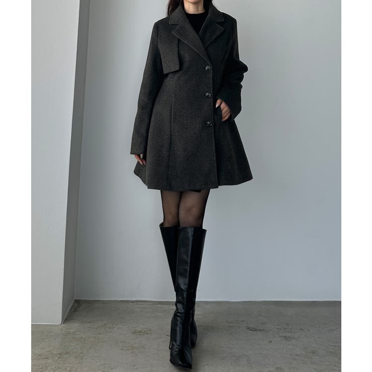 Louere ミドル丈ウエストシェイプフレアコート | Louere | 詳細画像14