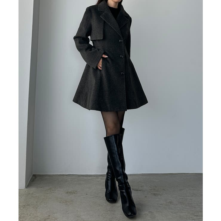 Louere ミドル丈ウエストシェイプフレアコート | Louere | 詳細画像15