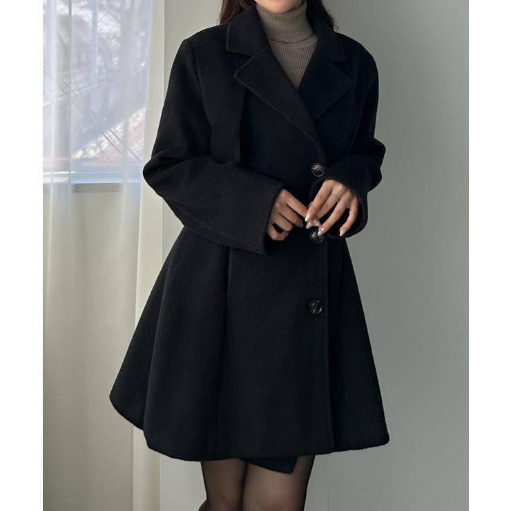 Louere ミドル丈ウエストシェイプフレアコート | Louere | 詳細画像4