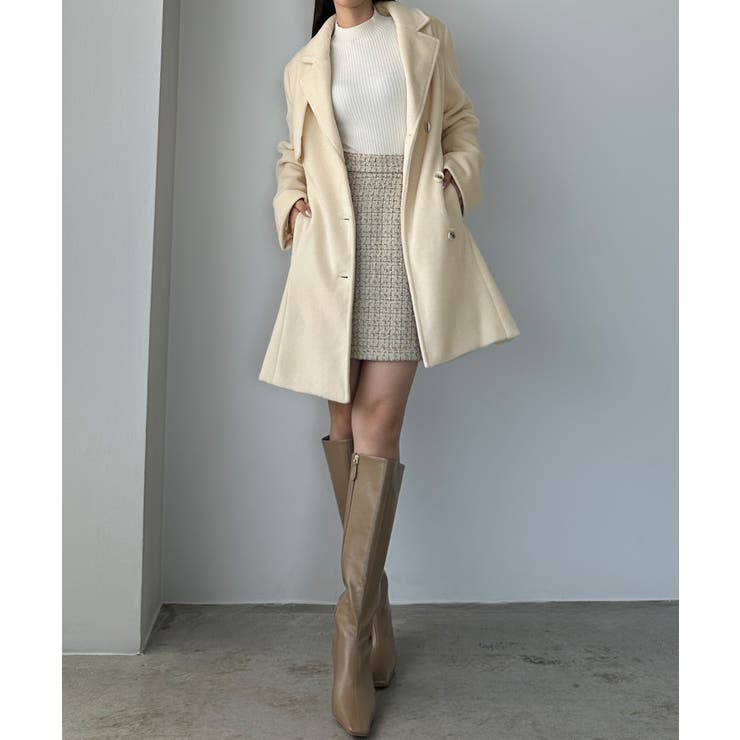 Louere ミドル丈ウエストシェイプフレアコート | Louere | 詳細画像9