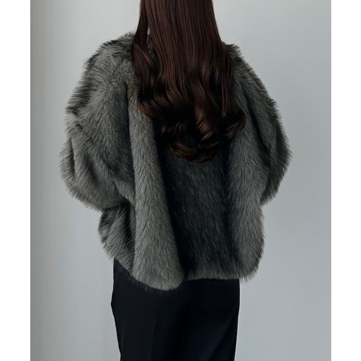 Louere 2wayカラーフェイクファーショートコート[品番：AMTW0012682