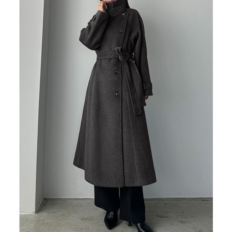 Louere 2wayハイネックウールライクウエストシェイプフレアコート | Louere | 詳細画像14 