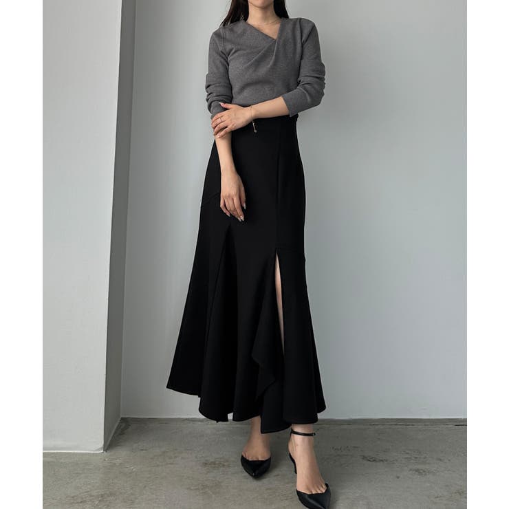 Louere ウォームイレヘム深スリットハイウエストマーメイドスカート | Louere | 詳細画像9