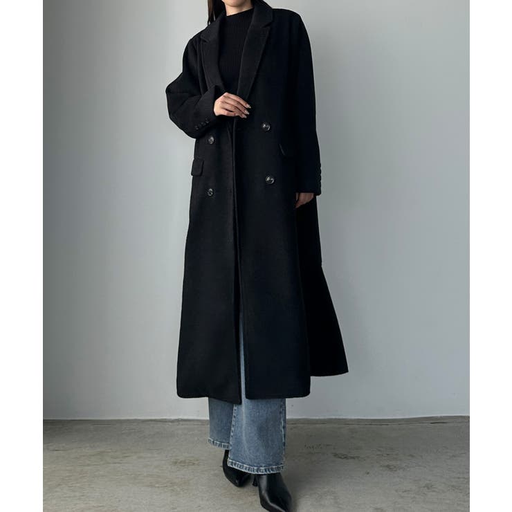 ブラック | Louere シャギーバックマーメイドチェスターコート | Louere