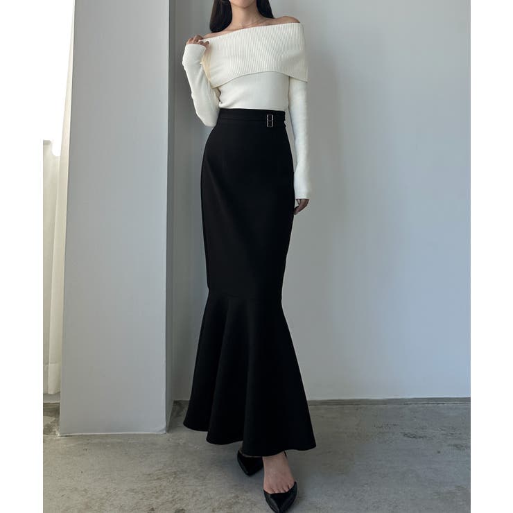 ブラック | Louere ウエストベルトマーメイドスカート(通年素材) | Louere