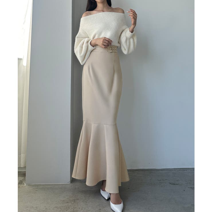 ライトベージュ | Louere ウエストベルトマーメイドスカート(通年素材) | Louere