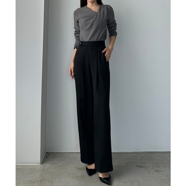 ブラック | Louere ベルトデザインパンツ | Louere