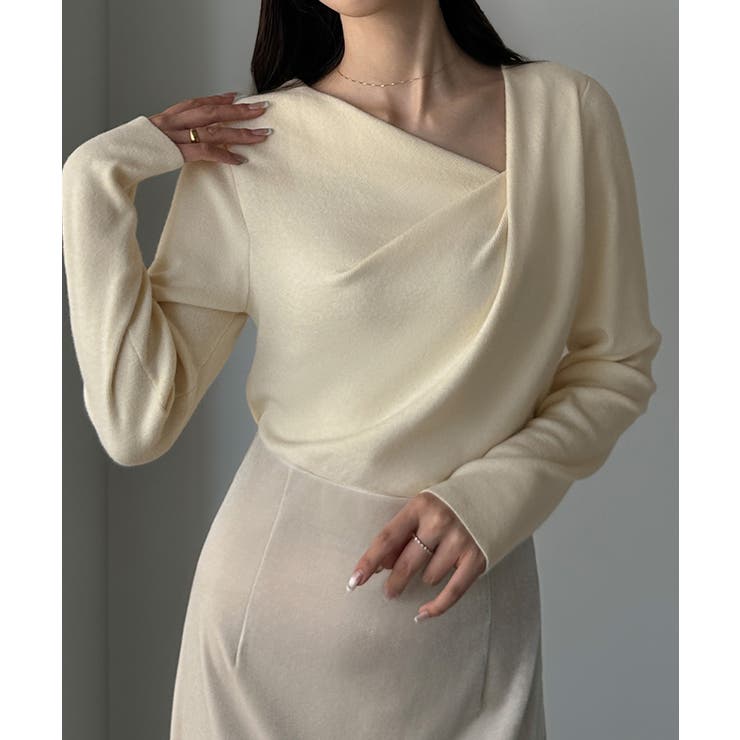 Louere ドレープアシメネックニットトップス | Louere | 詳細画像7 