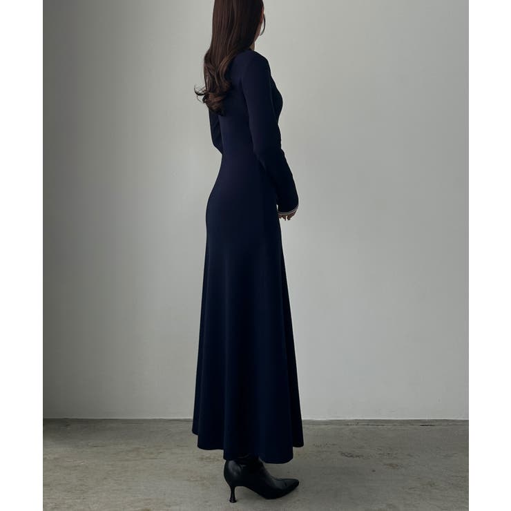 Louere ロゴ刺繍ニットポロフレアワンピース | Louere | 詳細画像15 