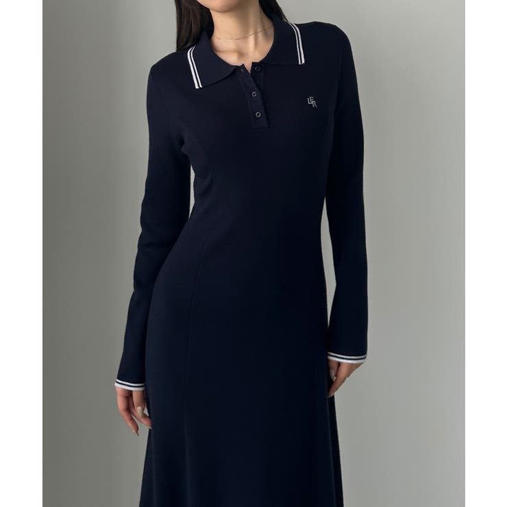 Louere ロゴ刺繍ニットポロフレアワンピース | Louere | 詳細画像16 