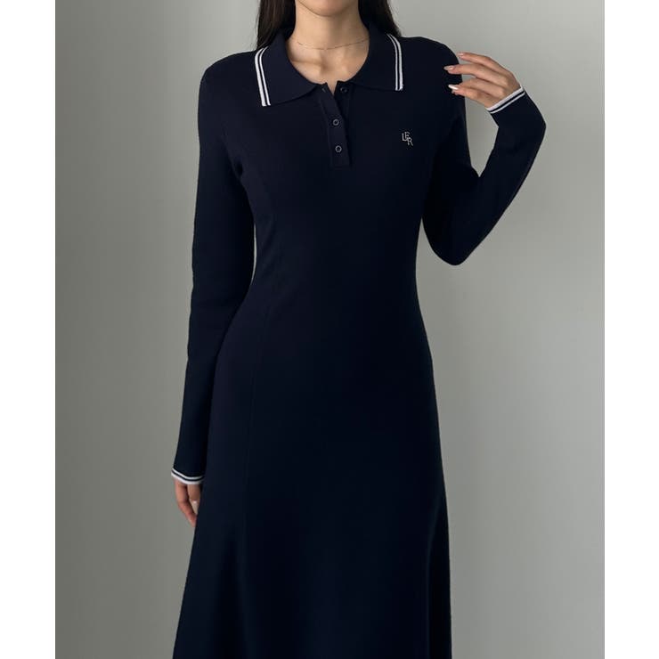 Louere ロゴ刺繍ニットポロフレアワンピース | Louere | 詳細画像17 
