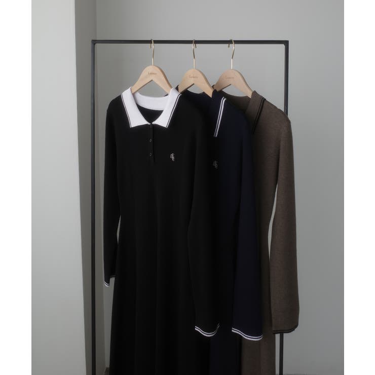 Louere ロゴ刺繍ニットポロフレアワンピース | Louere | 詳細画像18 