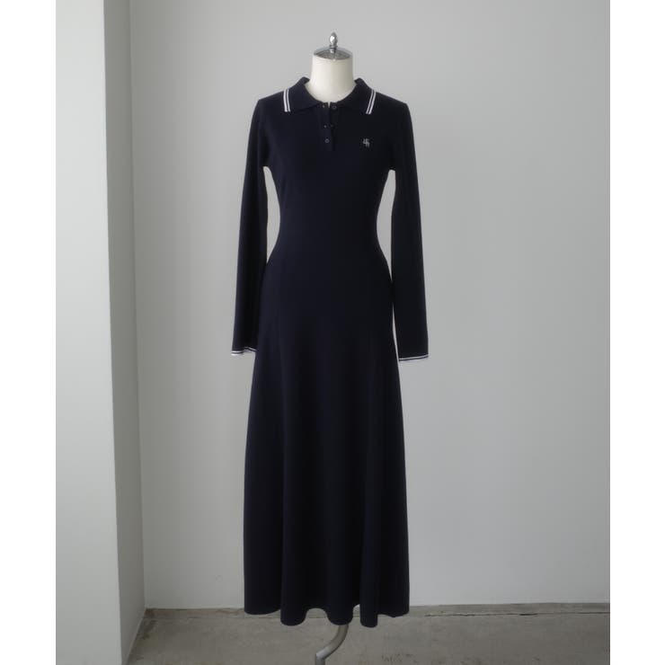 Louere ロゴ刺繍ニットポロフレアワンピース | Louere | 詳細画像19 