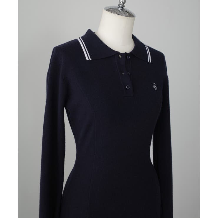 Louere ロゴ刺繍ニットポロフレアワンピース | Louere | 詳細画像20 