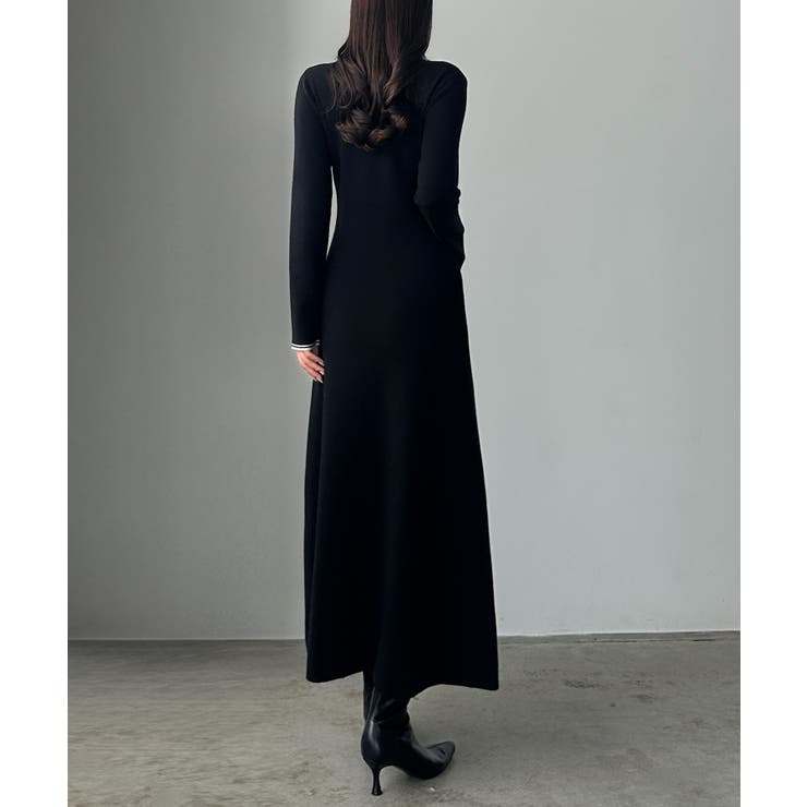 Louere ロゴ刺繍ニットポロフレアワンピース | Louere | 詳細画像4 