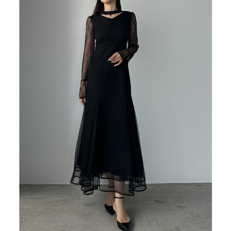 Louere チョーカーデザインチュールマーメイドワンピース | Louere | 詳細画像1 