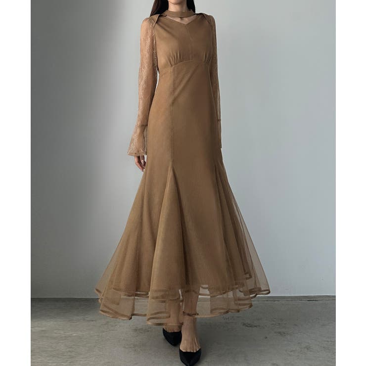 Louere チョーカーデザインチュールマーメイドワンピース | Louere | 詳細画像12 