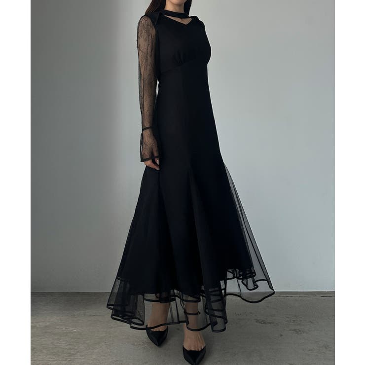 Louere チョーカーデザインチュールマーメイドワンピース | Louere | 詳細画像2 