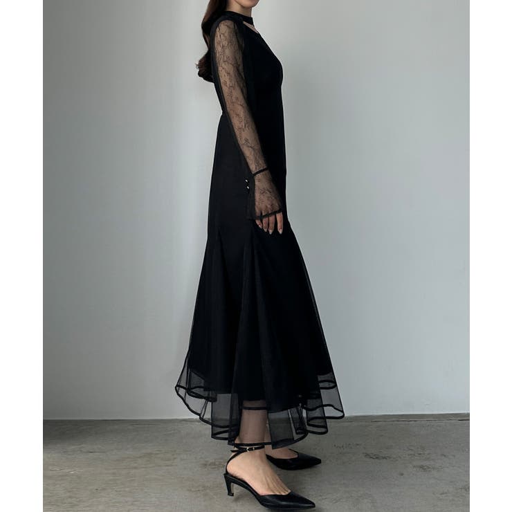 Louere チョーカーデザインチュールマーメイドワンピース | Louere | 詳細画像3 