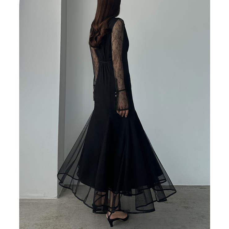 Louere チョーカーデザインチュールマーメイドワンピース | Louere | 詳細画像4 