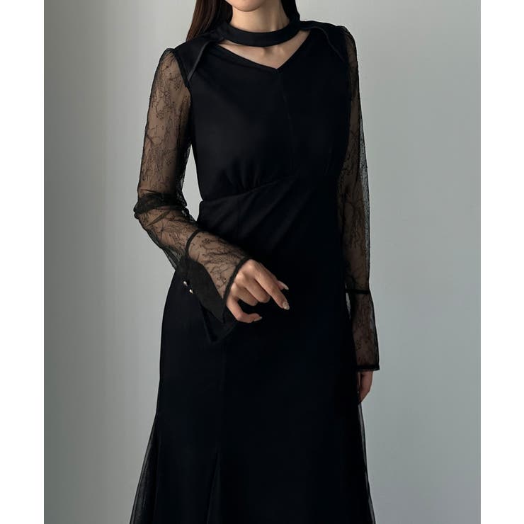 Louere チョーカーデザインチュールマーメイドワンピース | Louere | 詳細画像5 