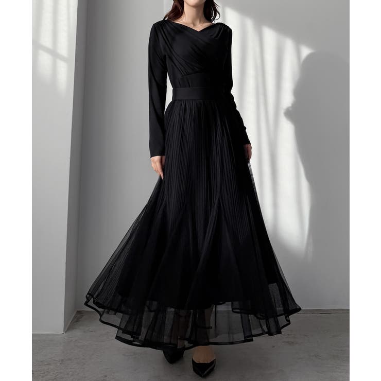 ブラック | Louere チュールプリーツマーメイドスカート | Louere