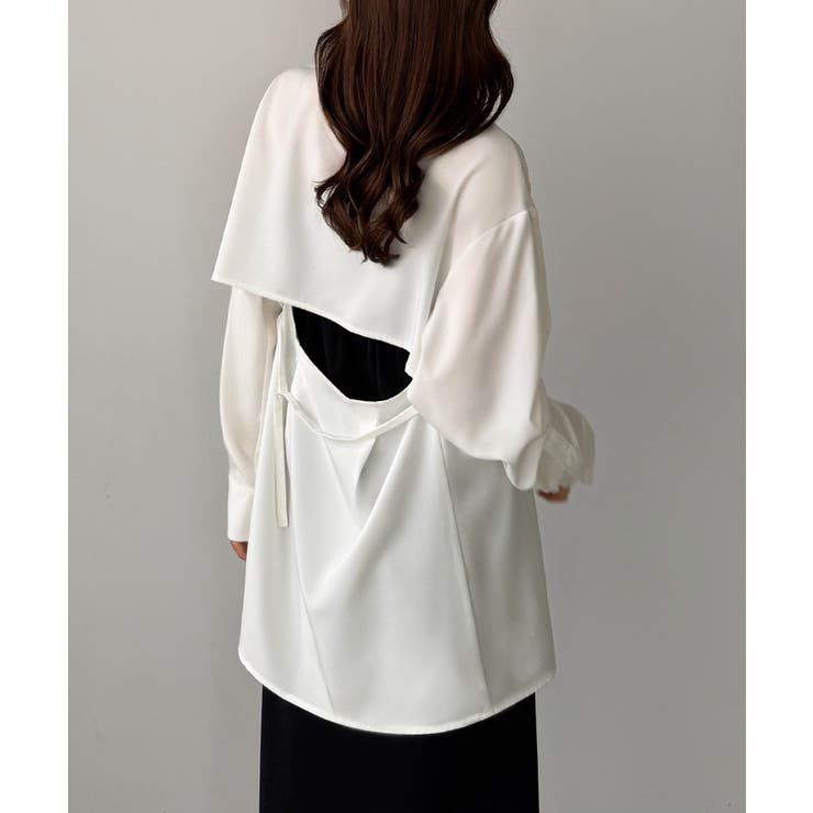 ホワイト | Louere バックオープンシャツ | Louere