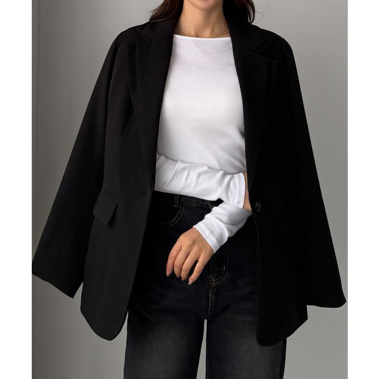 ブラック | Louere レイヤードテーラードシングルジャケット | Louere