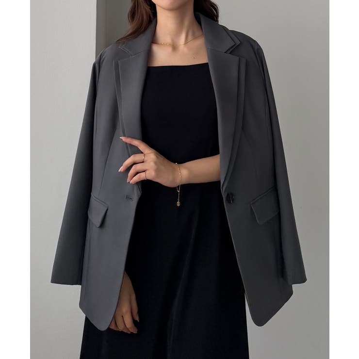 チャコール | Louere レイヤードテーラードシングルジャケット | Louere