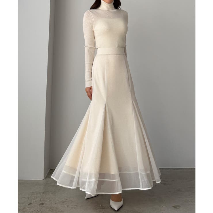 アイボリー | Louere キラキラチュールマーメイドスカート | Louere