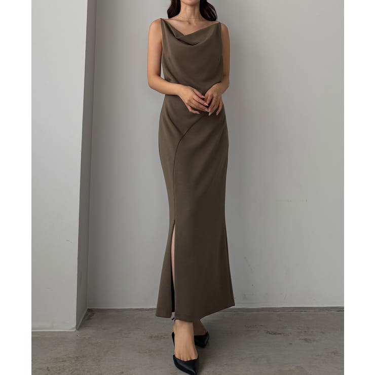 Louere ドレープ前ファスナースリットキャミワンピース【一部ぺチスカートセッ… | Louere | 詳細画像15 