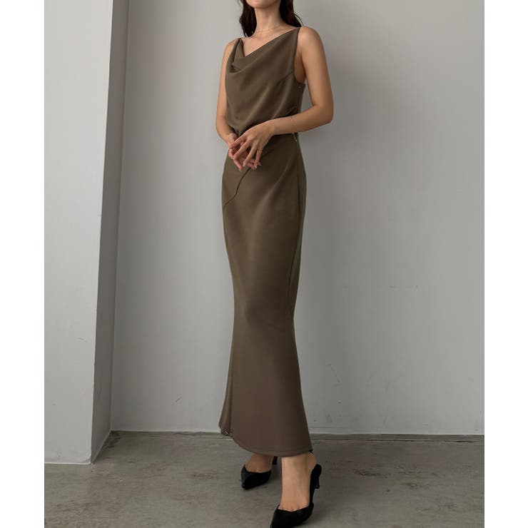 Louere ドレープ前ファスナースリットキャミワンピース【一部ぺチスカートセッ… | Louere | 詳細画像17 
