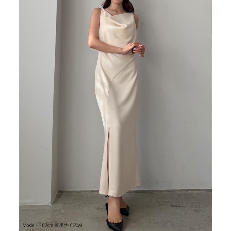 Louere ドレープ前ファスナースリットキャミワンピース【一部ぺチスカートセッ… | Louere | 詳細画像2 